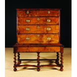 A Fine Queen Anne Inlaid Walnut Chest on Stand of good rich colour and patination.