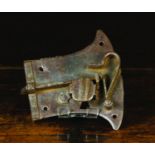 A 16th Century Iron Lock; the axe-head shaped lock plate with incised decoration,