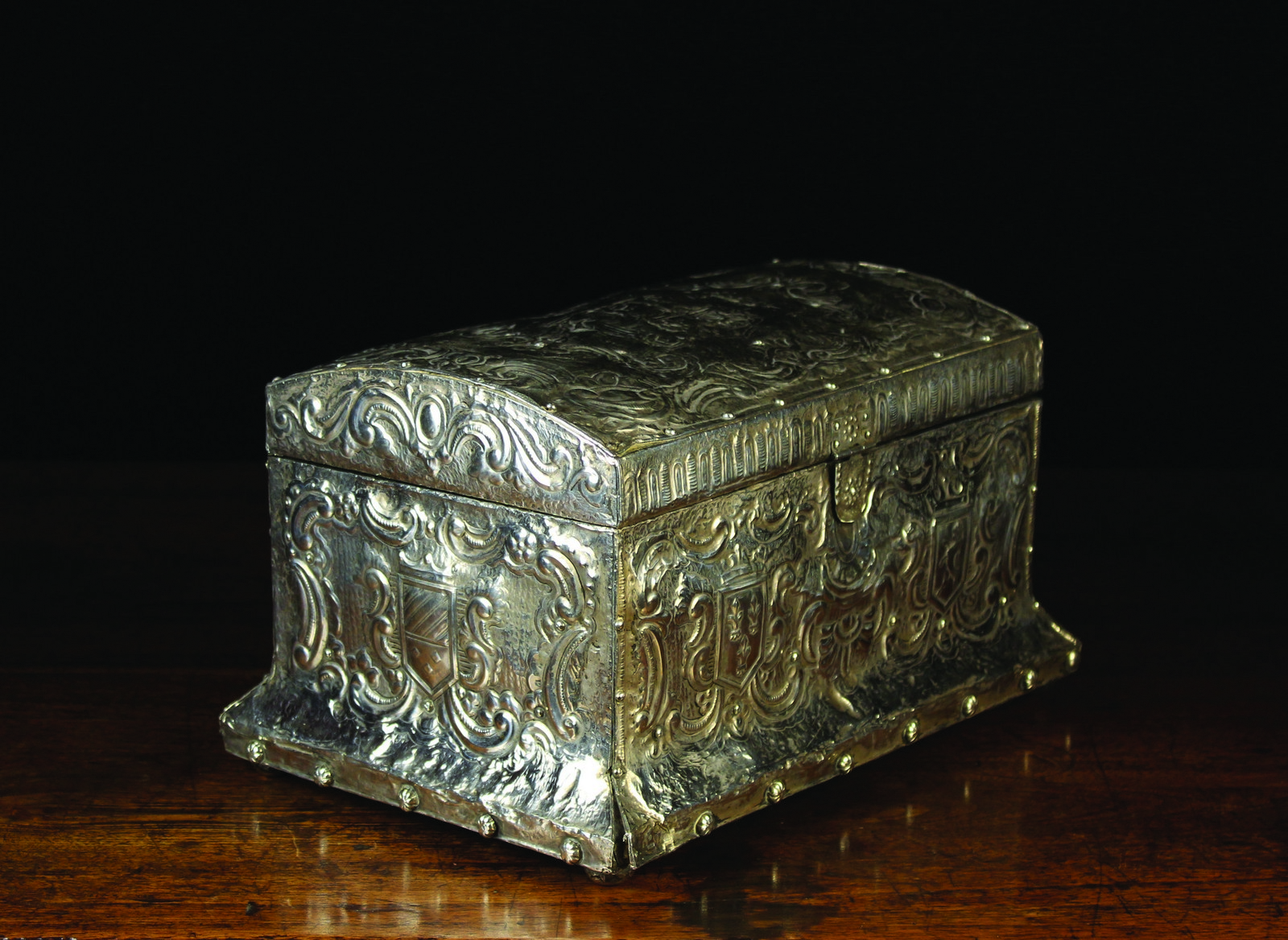 An Antique Silver Clad Casket stamped Fransisco Gutierrez.