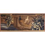 A Late 17th/Early 18th Century Tapestry Fragment depicting a pair of pheasants flanked by a plant