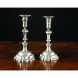 A Pair of 18th Century Dutch Pewter Candlesticks by Nicholas Kraan of Amsterdam,