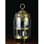 A Good 18th Century Pierced Sheet Brass Lantern with repoussé decoration.