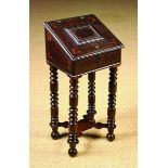 A Small 18th Century Marquetry Box on integral stand, inlaid with banding,