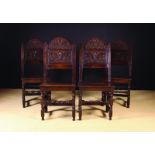 A Set of Four 18th Century Joined Oak Chairs attributed to Lancashire.