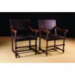 A Pair of 17th Century Style Flemish Oak Armchairs.