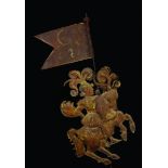 A 19th Century Sheet Metal Weather Vane in the form of a knight astride his horse brandishing a