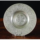 A 17th Century Pewter Broad-rimmed Coronation Plate (Krönungsteller) by Johann Sigmund Wadel of