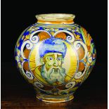 A 17th Century Maiolica Drug Jar.