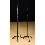 A Pair of Tall Antique Iron Pricket Stands.