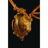 An Impressive Life Size Wooden Stag's Head carved in intricate detail and having inset antlers and