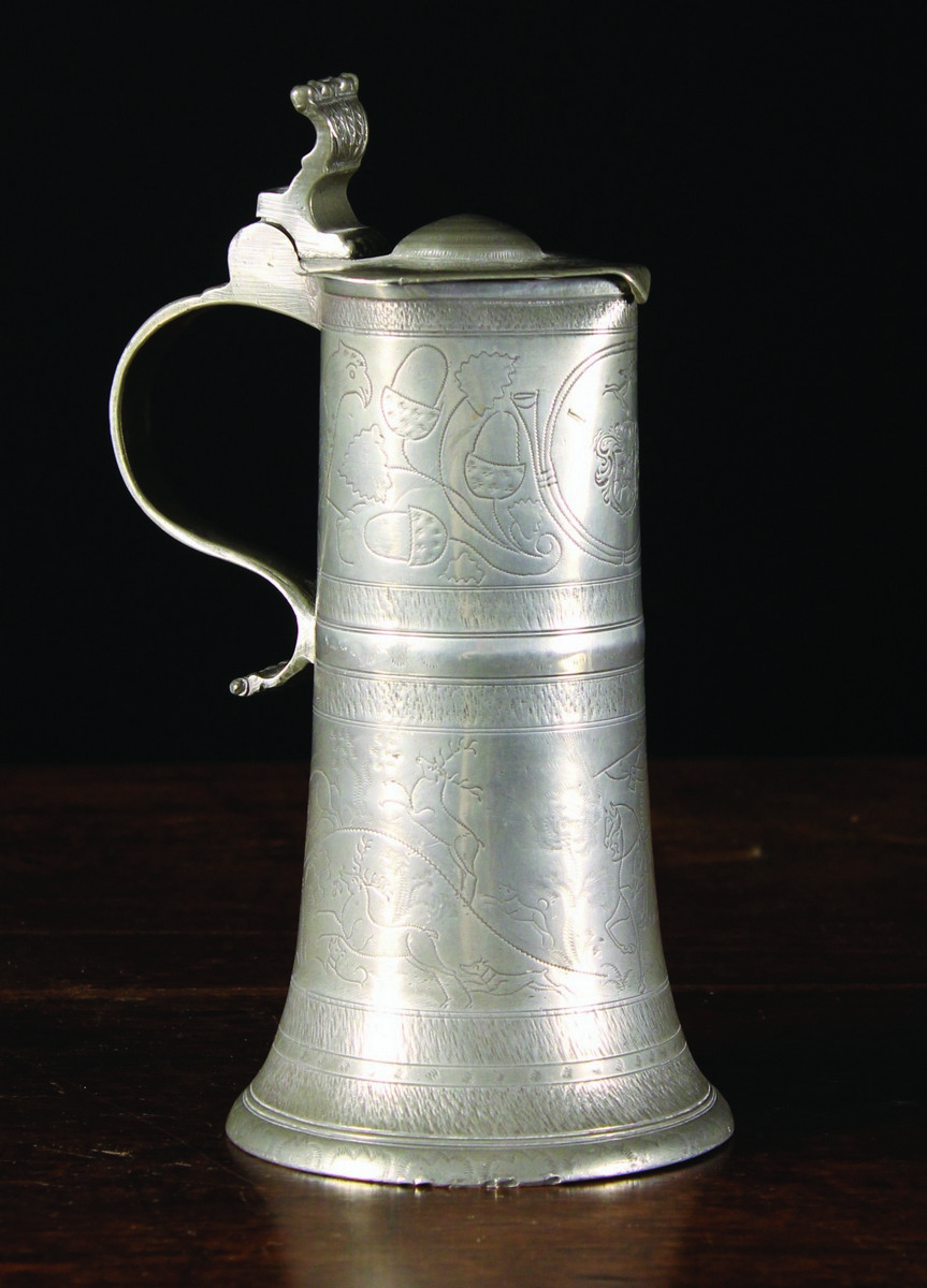 A Fine German Pewter Flagon by Johann Georg Bühler,