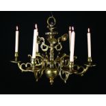 An 18th Century German Bronze Six Branch Chandelier.