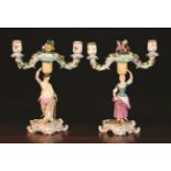 A Pair of 19th Century Meissen Figural Candelabra.