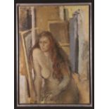 An Oil on Canvas: Female Nude, 38½ ins x 34½ (98 cm x 68 cms),