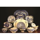 A Collection of Blue & White Transfer Printed Ceramics to include a Victorian Willow pattern sauce