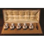 A Case of Five Pretty 19th Century Miniature Paris Porcelain & Silver Mounted Bud Vases (originally