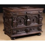 A Small 17th Century Style Oak & Walnut Coffer.