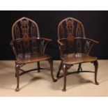 Two 18th Century Yew & Elm Gothic Windsor Armchairs attributed to the Thames Valley,