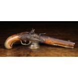 An 18th Century Flintlock Pistol, the lockplate engraved with scrolling foliage and inscribed M.