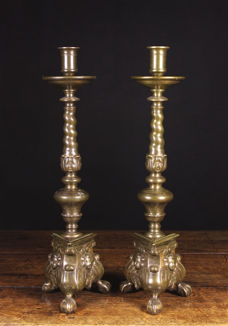 A Pair of 18th Century Flemish Bronze Candlesticks.