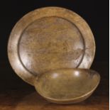 Two 18th Century Treen Bowls: One of Beechwood (warped) 14¼ ins x 13¼ ins (36 cm x 33.5 cms).