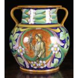 An Italian Maiolica Twin Handled Vase.