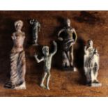 Five Small Cast Bronze & Brass Statuettes of 'Grand Tour' antiquities ranging from 5¾ ins (14.