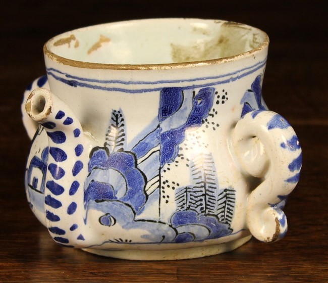 A Small & Rare 17th Century Blue & White English Delft Posset Pot (lacking cover) Circa 1690,