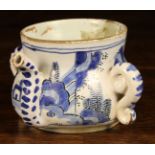 A Small & Rare 17th Century Blue & White English Delft Posset Pot (lacking cover) Circa 1690,