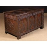 A Charles I Triple Panelled Oak Coffer dated 1636.
