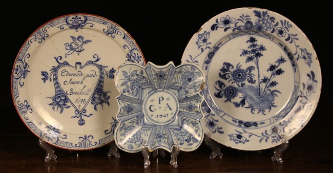 Three Pieces of 18th Century English Blue & White Delft-ware.