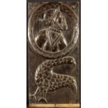 An Unusual 16th Century Romayne Panel carved with a bird beneath the portrait roundel depicting