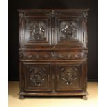 A Large 18th Century French Carved Oak Armoire Corps Deux.