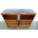 A pair of 20th century yew wood bedside cupboards - Height 67cm x Width 48cm x Depth 34cm