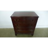 A 20th century mahogany inlaid four drawer chest - Height 75cm x 65cm x 38cm