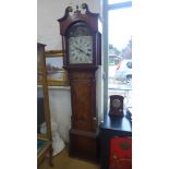 A 19th century eight day long case clock oak and mahogany case,