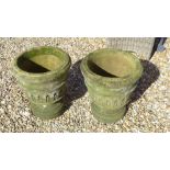 A pair of reconstituted stone garden urns - diameter 39cm x 46cm high