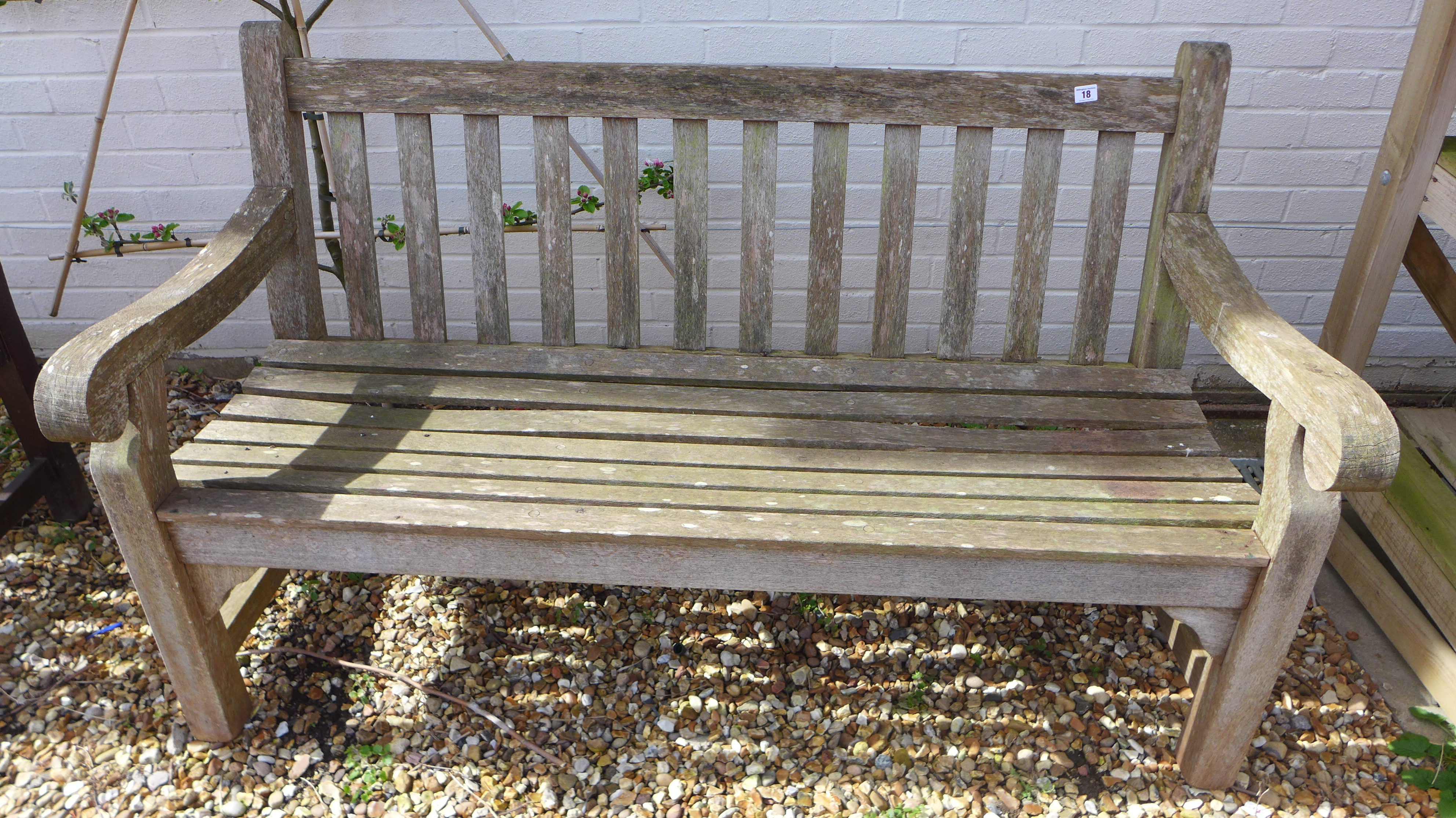 A pre owned hardwood garden bench - Width 140cm