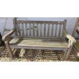 A pre owned hardwood garden bench - Width 140cm