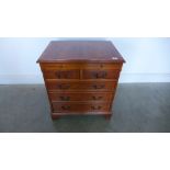 A 20th century yew wood five drawer chest with brushing slide - Height 65cm x 58cm x 42cm