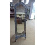 A hammered metal cheval mirror - Height 160cm x Width 53cm x Depth 49cm