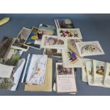 A collection of vintage postcards and sweetheart cards approx 90 and a collection of bird cards