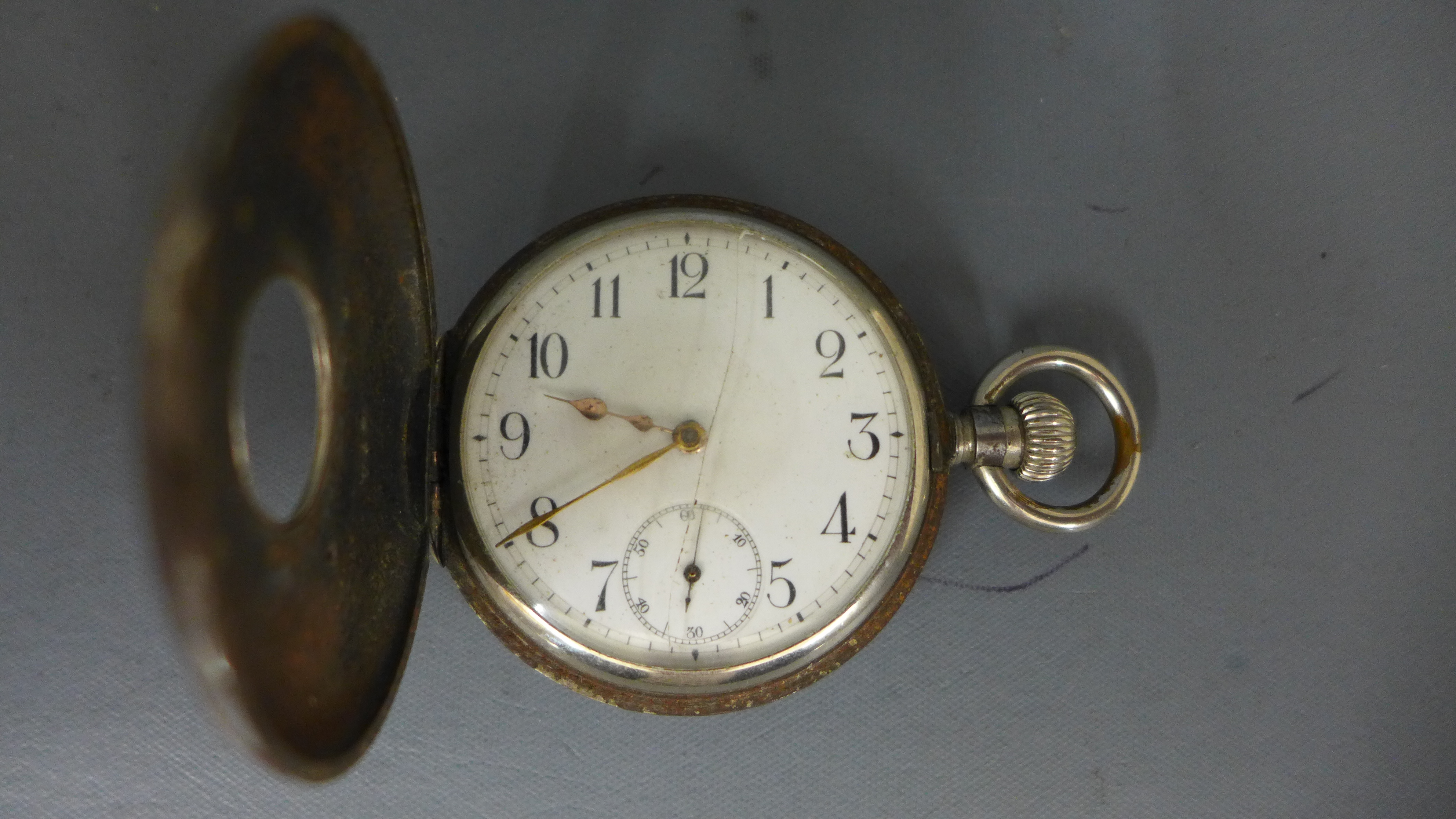 An Omega half Hunter pocket watch in chrome plated case, - Image 2 of 4