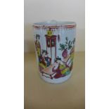 An 18th century Chinoiserie tankard - Height 12cm - cracks to body Provenance: Sherford House,