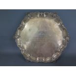 A silver salver presentation engraved London 1924 - approx weight 24 troy oz - G & S Co Ltd - some