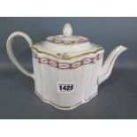 A late 18th century New Hall teapot - Height 15cm - good condition Provenance: Sherford House,