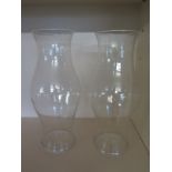 A pair of baluster shaped glass shades - Height 46cm x 15cm diameter - bases good