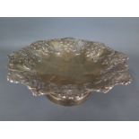 A silver hallmarked sweetmeat dish with foliate, scallop and pierced design,