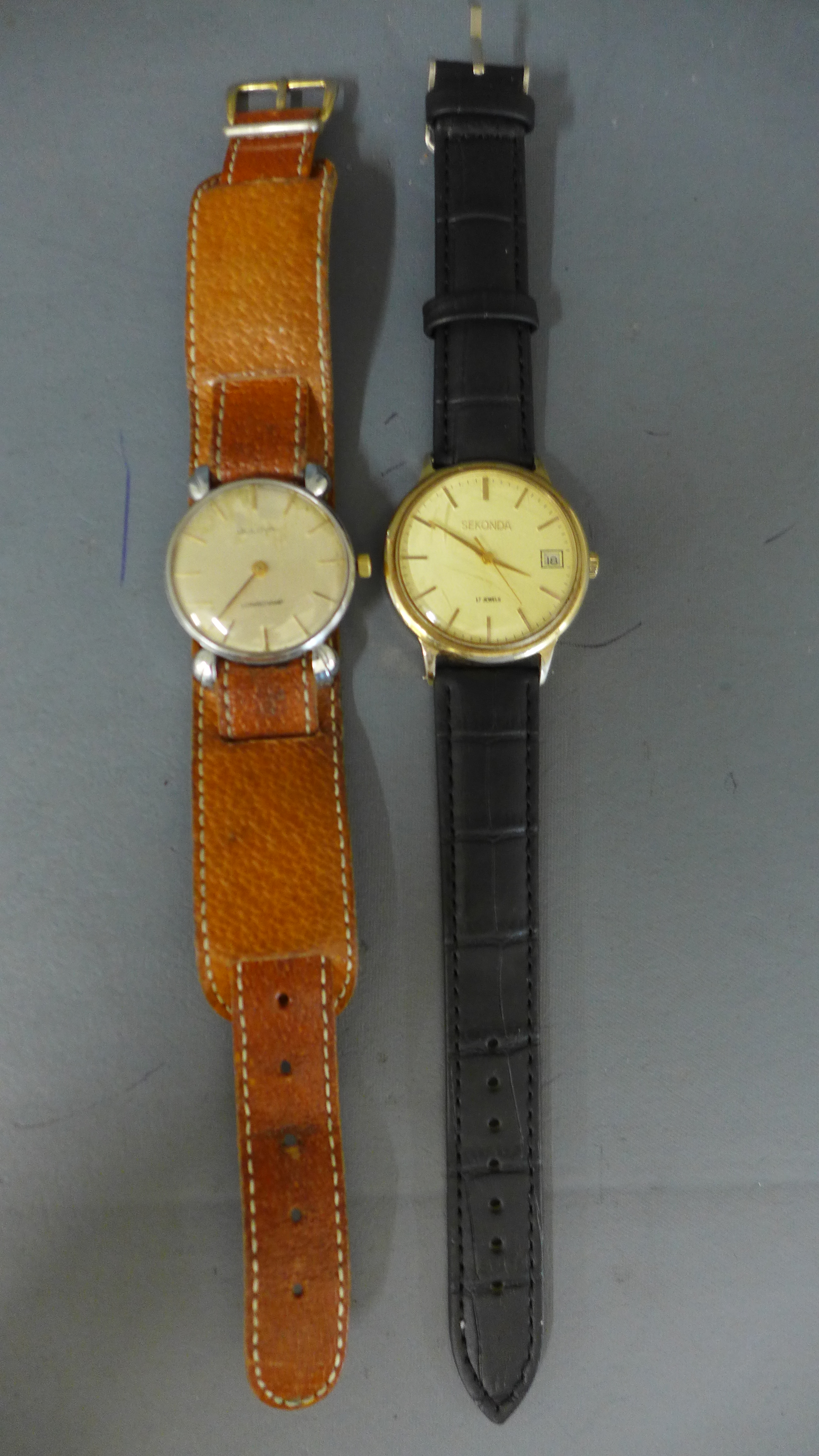 Two Gents wristwatches - Sekonda manual wind and Bulova Longchamp manual wind Condition report: - Image 2 of 2