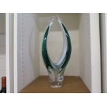 An Art glass Flygefors green glass centre piece Coquelle design - Height 45cm - good condition,